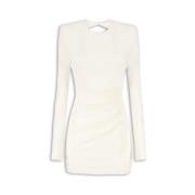 Rugloze Mini Jurk in Screppino Stof Aniye By , White , Dames