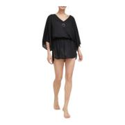 Waterverf Logo Caftan Jurk Trussardi , Black , Dames