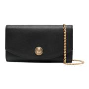 Zwarte Leren Clutch Tas Balmain , Black , Dames