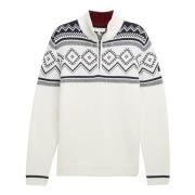 Fair Isle Gebreide Troyer Trui Off White Tom Tailor , White , Heren