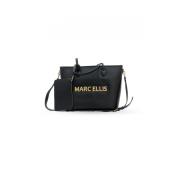 Zwarte Macro Tote Tas met Verstelbare Band Marc Ellis , Black , Dames