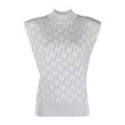 Monogram jacquard gebreide top Karl Lagerfeld , Gray , Dames