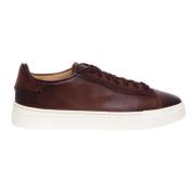 Sportieve Leren Sneakers Santoni , Brown , Heren