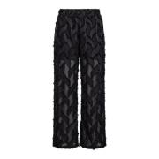 Zwarte wijde broek met franje details Co'Couture , Black , Dames