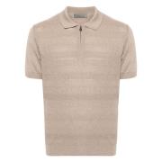 Casual Zijde Katoen Polo Shirt Beige Corneliani , Beige , Heren