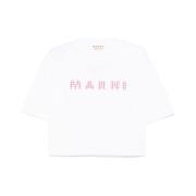 Gingham Check Jersey T-shirt Marni , White , Dames