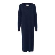 Midnight Marine Gebreide Jurk met Splitten Kaffe , Blue , Dames