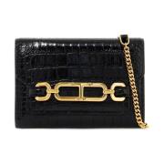 Krokodillenleren Mini Clutch met Ketting Tom Ford , Black , Dames