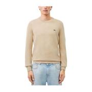 Basis Ronde Hals Gebreide Trui Lacoste , Beige , Heren