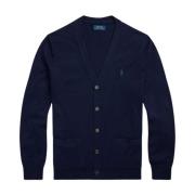 Slim-Fit Wasbare Wol Cardigan Polo Ralph Lauren , Blue , Heren