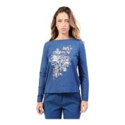 Blauwe Longsleeve Ronde Hals Top Gerry Weber , Blue , Dames