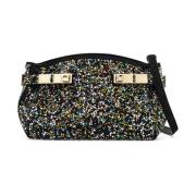 Kristal Bezaaide Hug Clutch Tas Salvatore Ferragamo , Black , Dames