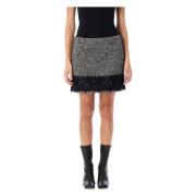 Zwart Melange Micro-Tweed Rok met Kantinzet Dolce & Gabbana , Black , ...