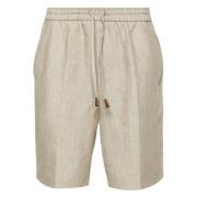 Casual Linnen Shorts in Beige Brioni , Beige , Heren