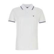 Witte stretch katoenen poloshirt Emporio Armani , White , Heren