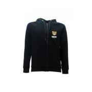 Zwarte hoodie met logo patch Moschino , Black , Heren