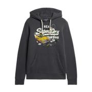 New York Vintage Logo Hoodie Superdry , Gray , Heren