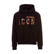 Print Logo Hoodie Dsquared2 , Brown , Heren