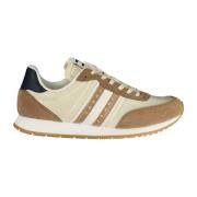 Sportieve Beige Veterschoenen met Bruine en Blauwe Details Tommy Hilfi...