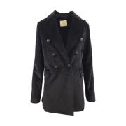 Devorè Dubbel-Breasted Fluwelen Blazer Circolo 1901 , Black , Dames