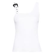 Witte Barok Gesp Tank Top Versace Jeans Couture , White , Dames