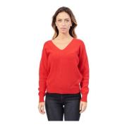 Rode V-hals Gebreide Trui Gerry Weber , Red , Dames