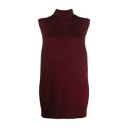 Rode Wol Elegante Gebreide Vest Jil Sander , Red , Dames