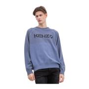 Fleece trui met twee kleuren logo print Kenzo , Blue , Heren