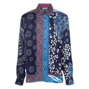 Blauwe Viscose Overhemd met Lange Mouwen Just Cavalli , Multicolor , H...