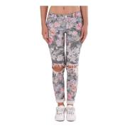 Bloemen Skinny Jeans Versleten Casual Stretchy MET , Multicolor , Dame...