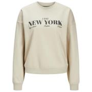 Print Crew Sweatshirt Moonbeam Beige Jack & Jones , Beige , Dames