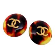 Pre-owned Fabric earrings Chanel Vintage , Yellow , Dames