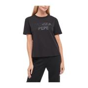 Zwarte T-shirt met korte mouwen Patrizia Pepe , Black , Dames