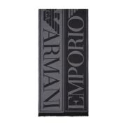 Zwart Wol Jacquard Sjaal met Maxi Letters Emporio Armani , Black , Her...