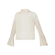 Zijden formele blouse met gedrapeerd patroon Liu Jo , Beige , Dames