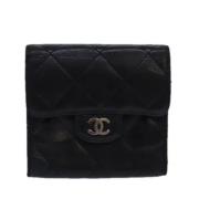 Pre-owned Leather wallets Chanel Vintage , Black , Dames