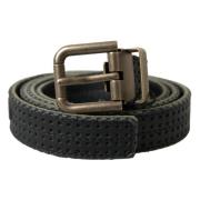 Geperforeerde Leren Riem met Gouden Gesp Dolce & Gabbana , Black , Her...