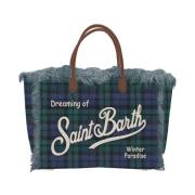 Tartan Patroon Dames Tas met Franjes MC2 Saint Barth , Multicolor , Da...