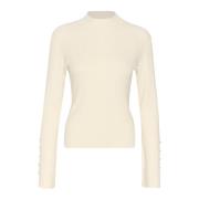 Slim-fit Tneck Gebreide Trui Egret Karen by Simonsen , Beige , Dames