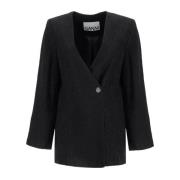 Gestructureerde Jacquard Blazer Ganni , Black , Dames