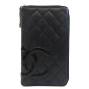 Pre-owned Leather wallets Chanel Vintage , Black , Dames