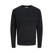 Gebreide Crew Neck Zwarte Trui Jack & Jones , Black , Heren