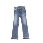 Blauwe Slim-fit Jeans met Franjes en Logo Borduursel Jacob Cohën , Blu...