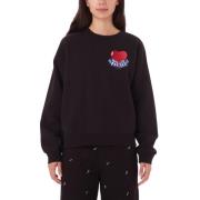 Heart Crew Fleece Zwarte Sweatshirt Obey , Black , Heren