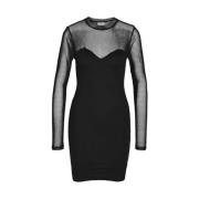 Stud Mesh Detail Jurk Zwart Noisy May , Black , Dames