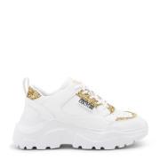 Witte Sneakers met Gouden Glitterdetails Versace , White , Dames