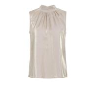 Goud Zand Top Blouse met Ruche Bruuns Bazaar , Beige , Dames