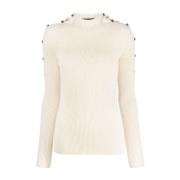 Beige Katoenen Rib Coltrui Trui Proenza Schouler , Beige , Dames