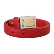 Rode Leren Riem met Gouden Gesp Dolce & Gabbana , Red , Dames