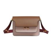 Mini Trunk Leren Schoudertas Marni , Brown , Dames